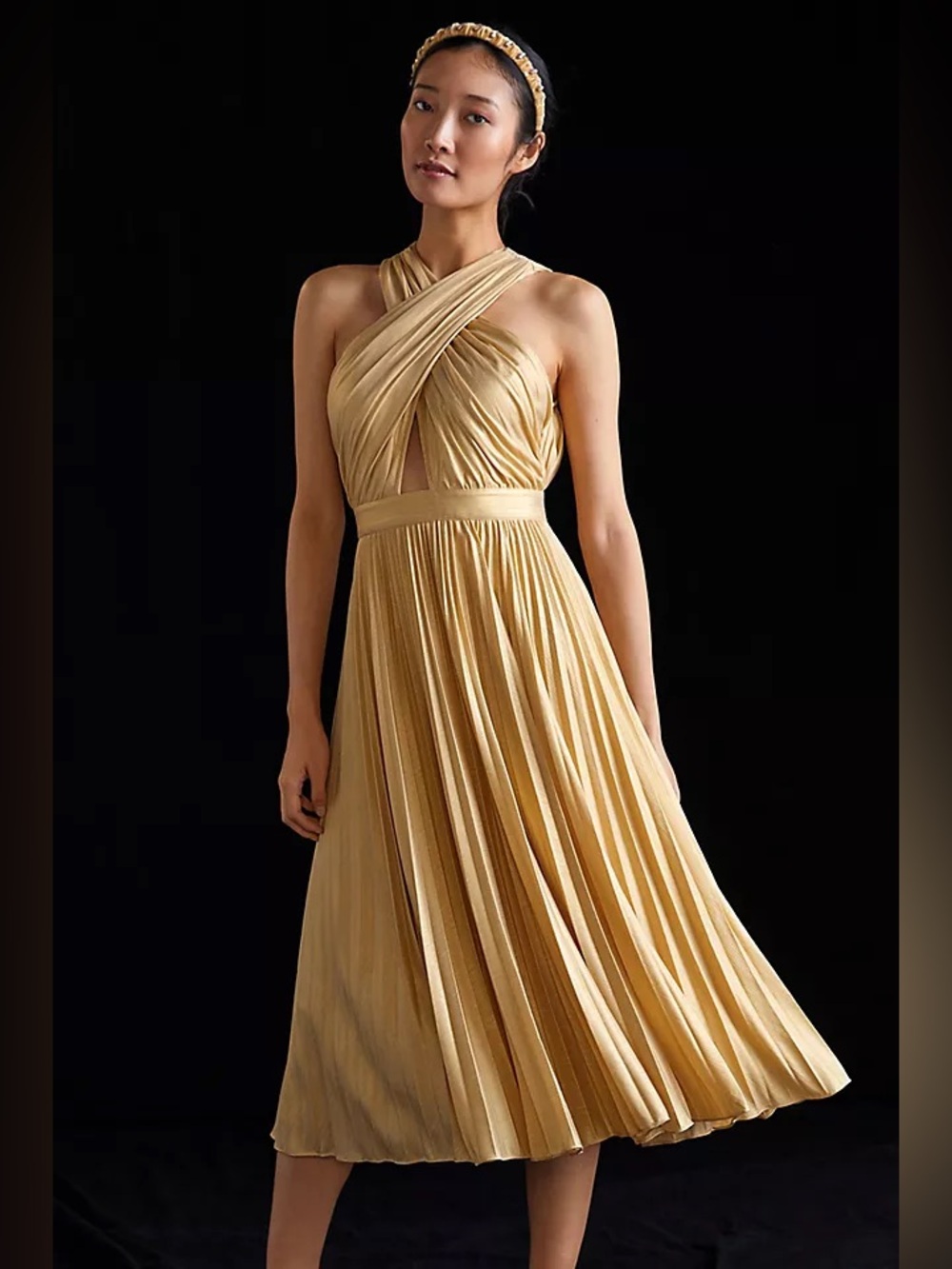 Verb by Pallavi Singhee Pleated Halter Midi Dress